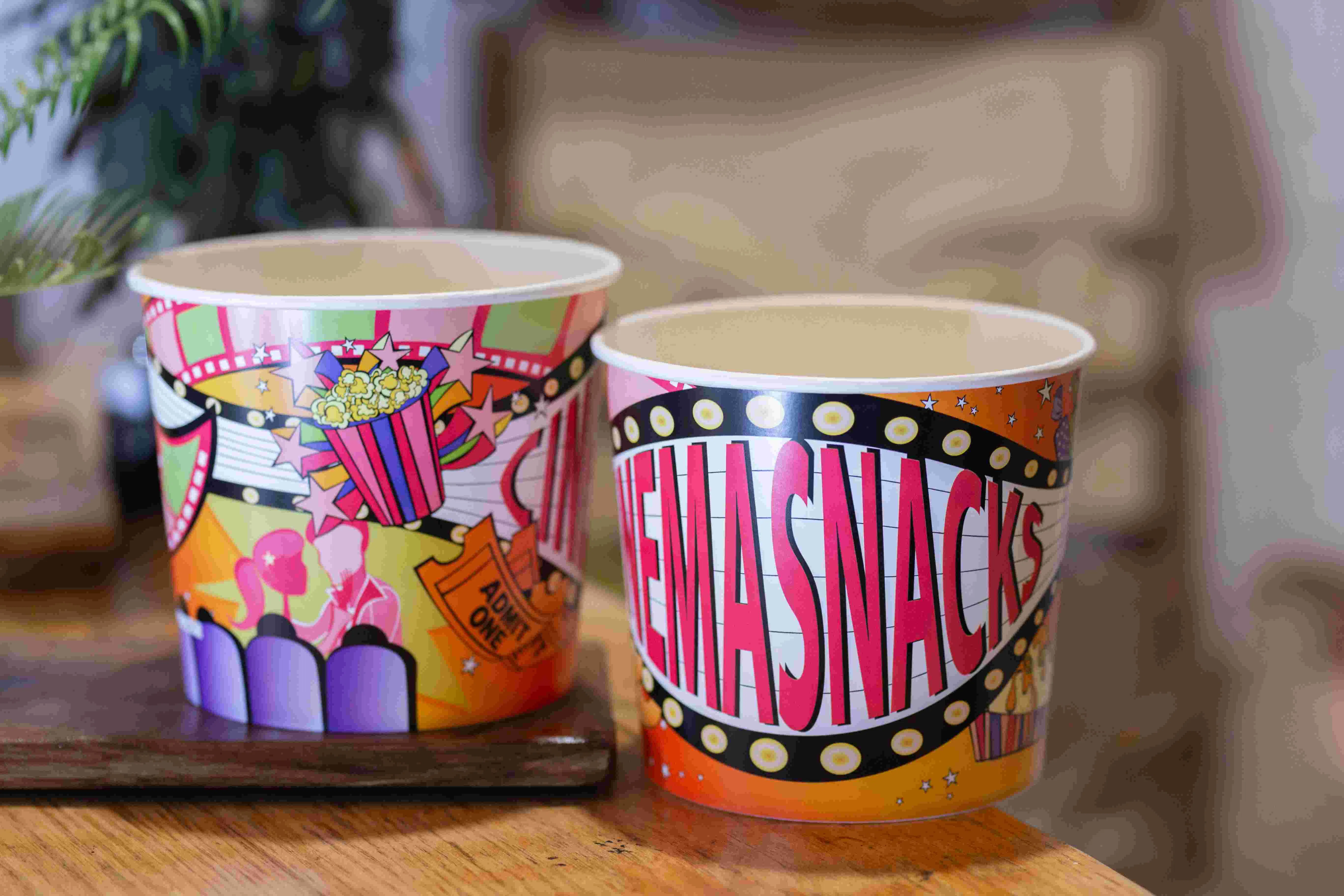 Craft Paper Single-Shaped Food Container Packaging Rice Snack Noodles Popcorn Salad Bowl PE PLA Water-Base Coating Bucket Bowl