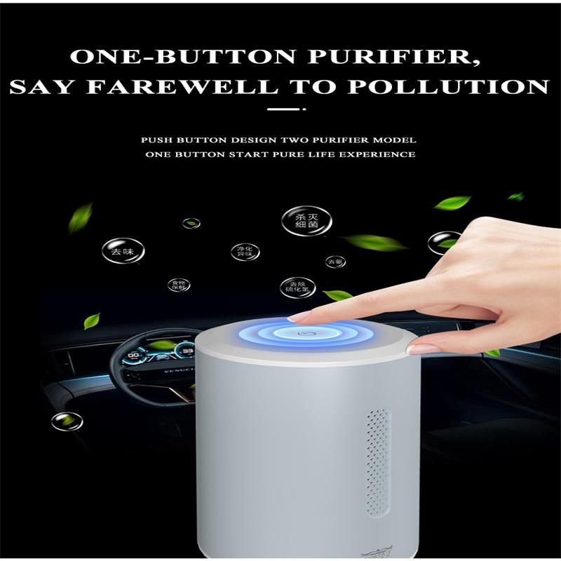 Button Design One-Click Purifier Ozone Sterilized Air Purifier for Home or Car