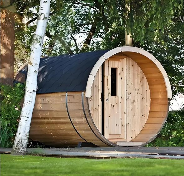Outdoor Traditional Wood Sauna Barrel Wet Steam Sauna Room with Heater Stove