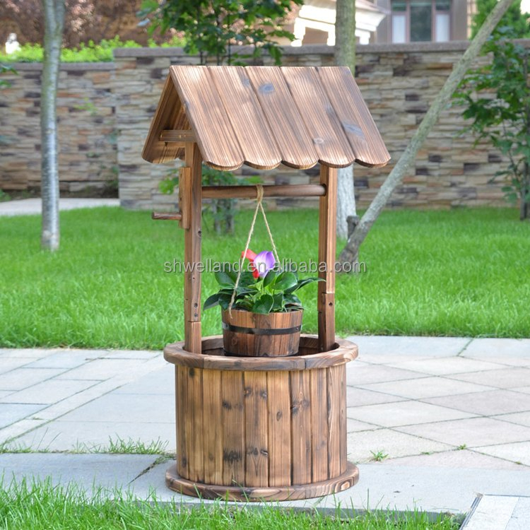 Antique Outdoor Garden Wooden Fountains with Top Roof and Under Water Motor
