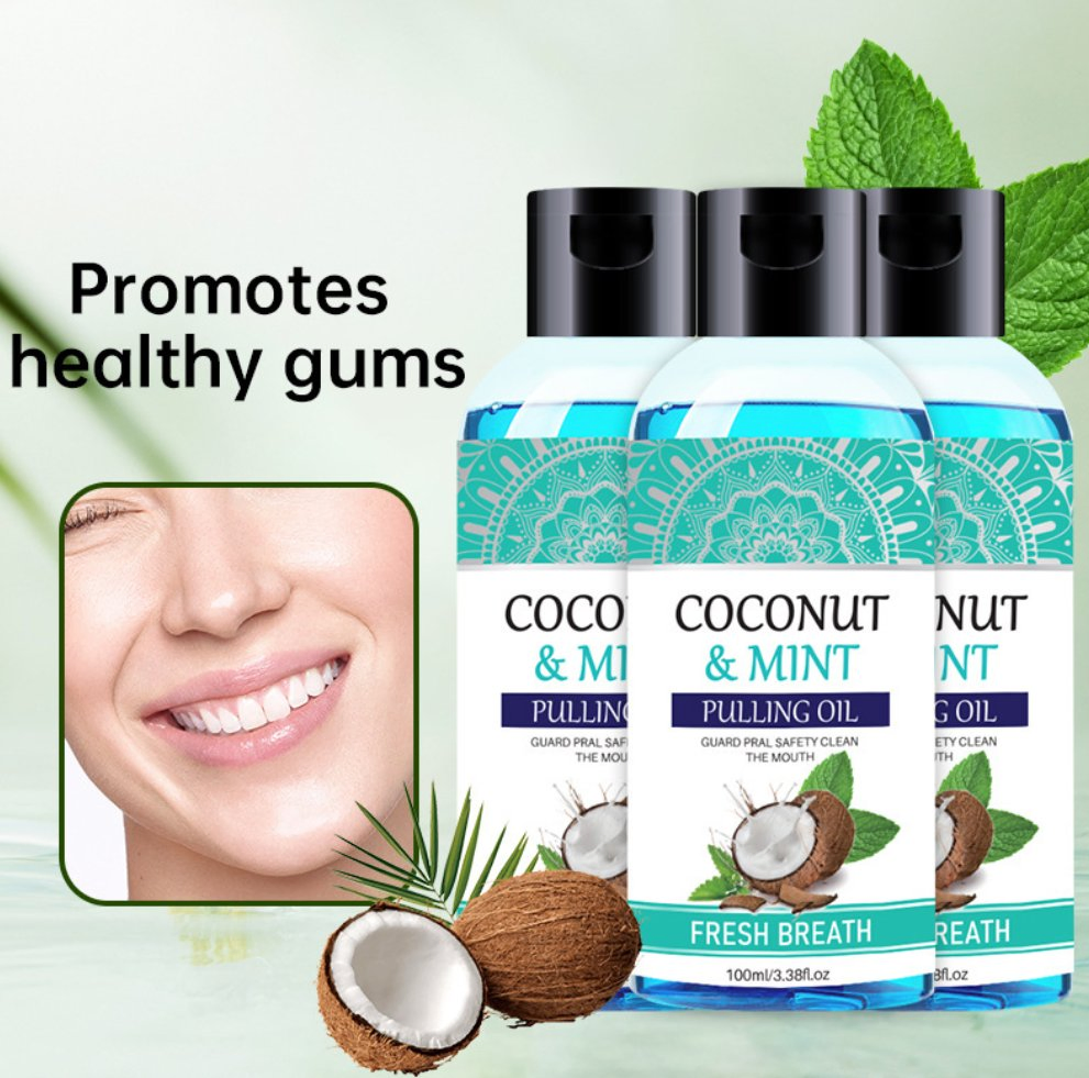 Oral Coconut Oil Whitening Mouthwash Remove Stains Beauty Teeth Fresh Breath Clean Teeth Whitening Mouth Care Gums Fresh Breath Cinnamon Pulling Oil