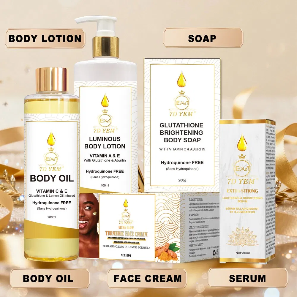Hot Sale Private Label Beauty Product Body Oil Body Lotion Face Care Cream Oil Soap Skin Whitening Set Skin Brightening Care Kits Series