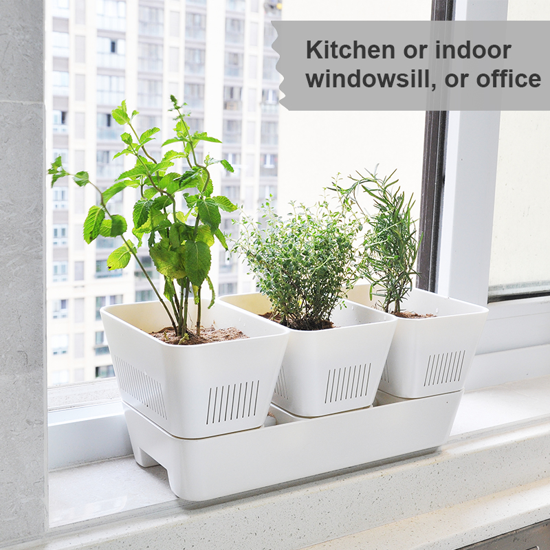 Self Watering ABS Flower Pot Self-Absorbing for Kitchen Home Planting