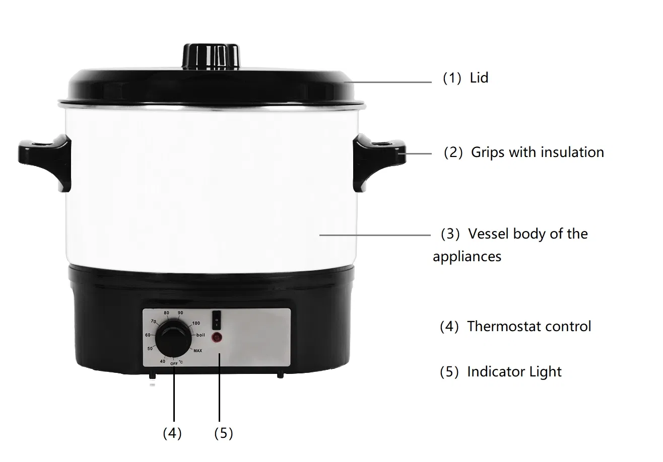 Enamel Jam Warming Bucket Electric Food Warming Pot Kitchen Preserving Cooker