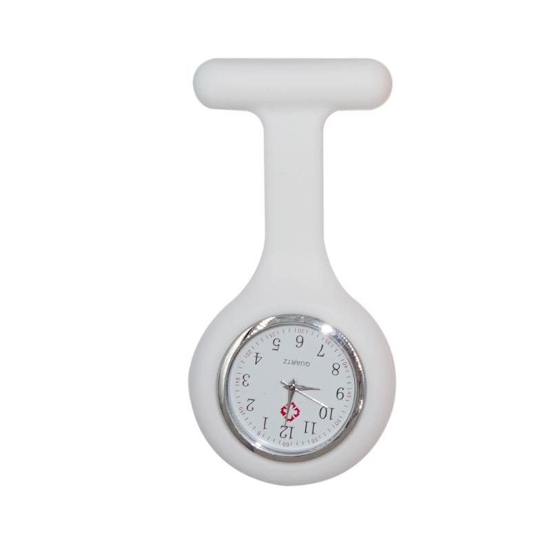 White Fashionable Portable Waterproof Silicone Breast Watch for Nurse