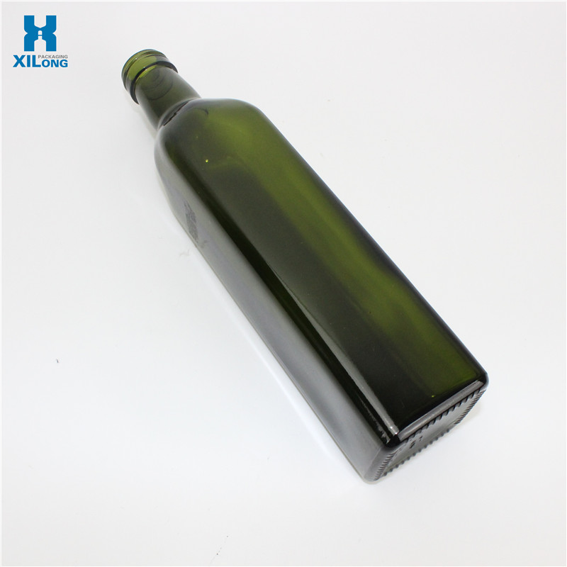 Olive Oil Bottle Green and Clear Square Glass Cooking Oil Dark Green 750ml Oil Bottle