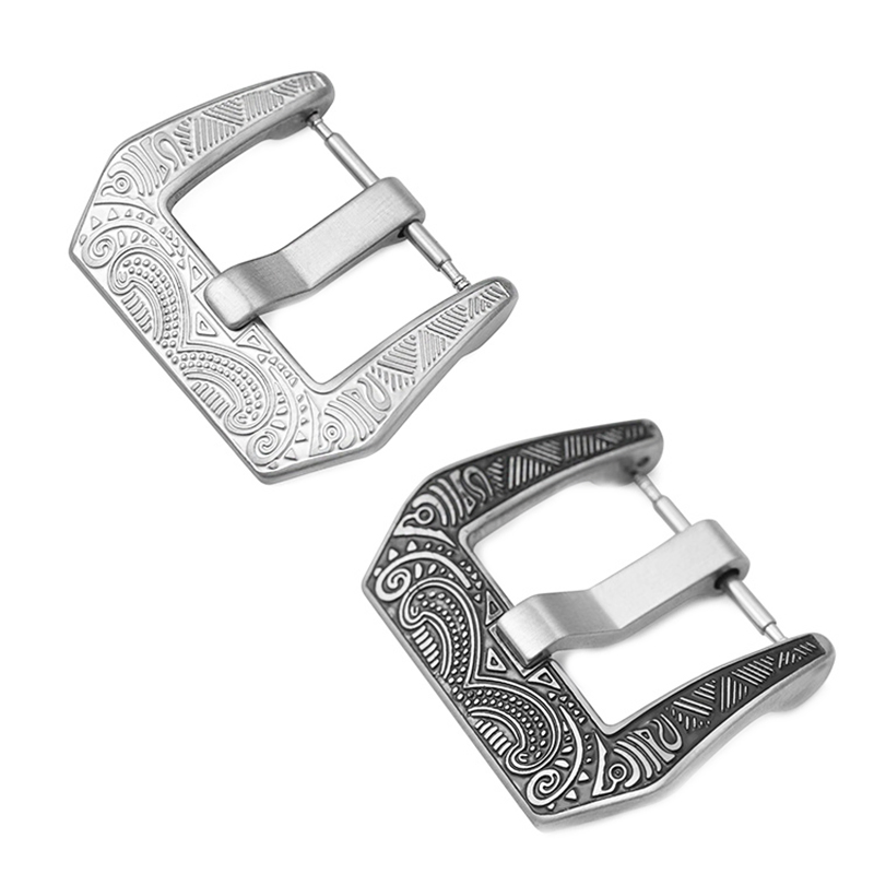 Big Antique Stainless Steel Watch Pattern Buckle
