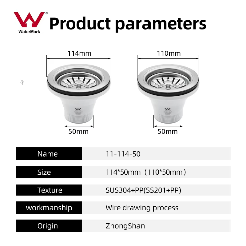 Watermark Certified Australian High Cup Kitchen Basin Drain Waste Basket Sink Strainer