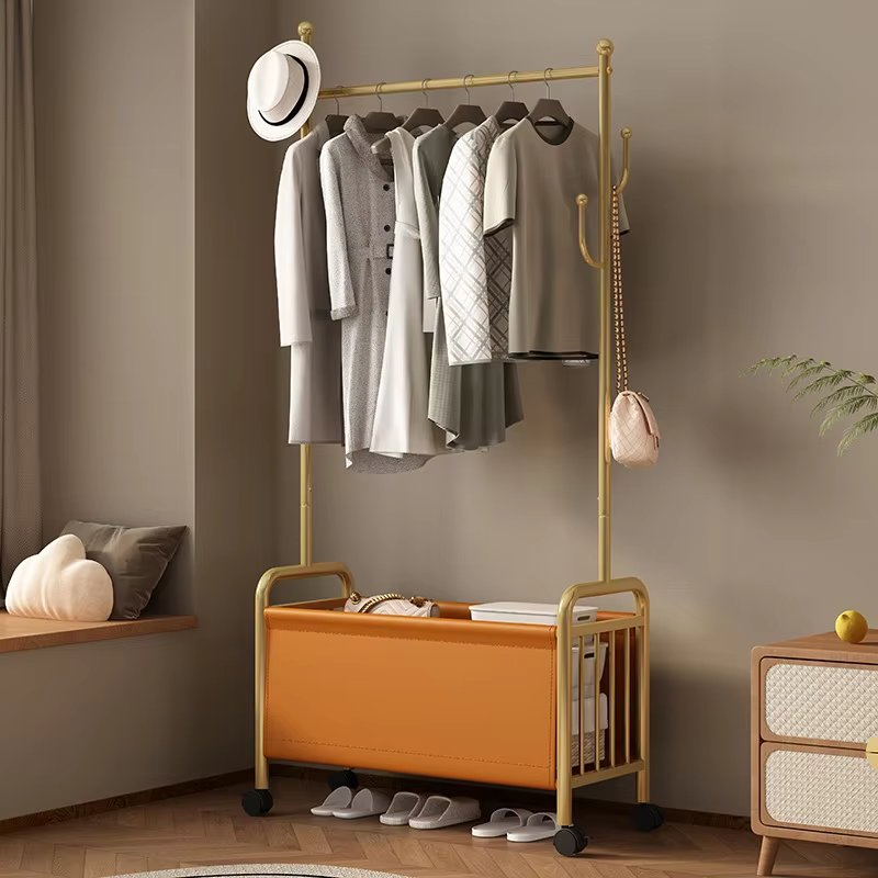 Stylish Clothes Rack with Hanging Cap and Storage Basket