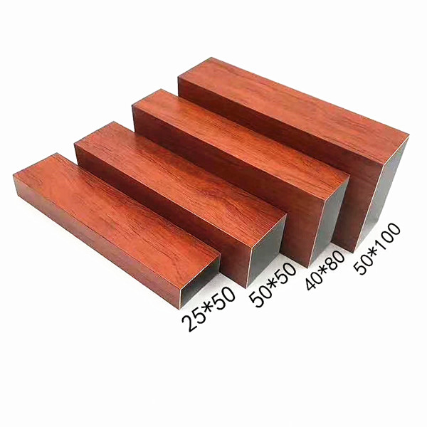 Wood Grian Suspended False Ceiling Aluminum Profile Square Tube for Hotel Project