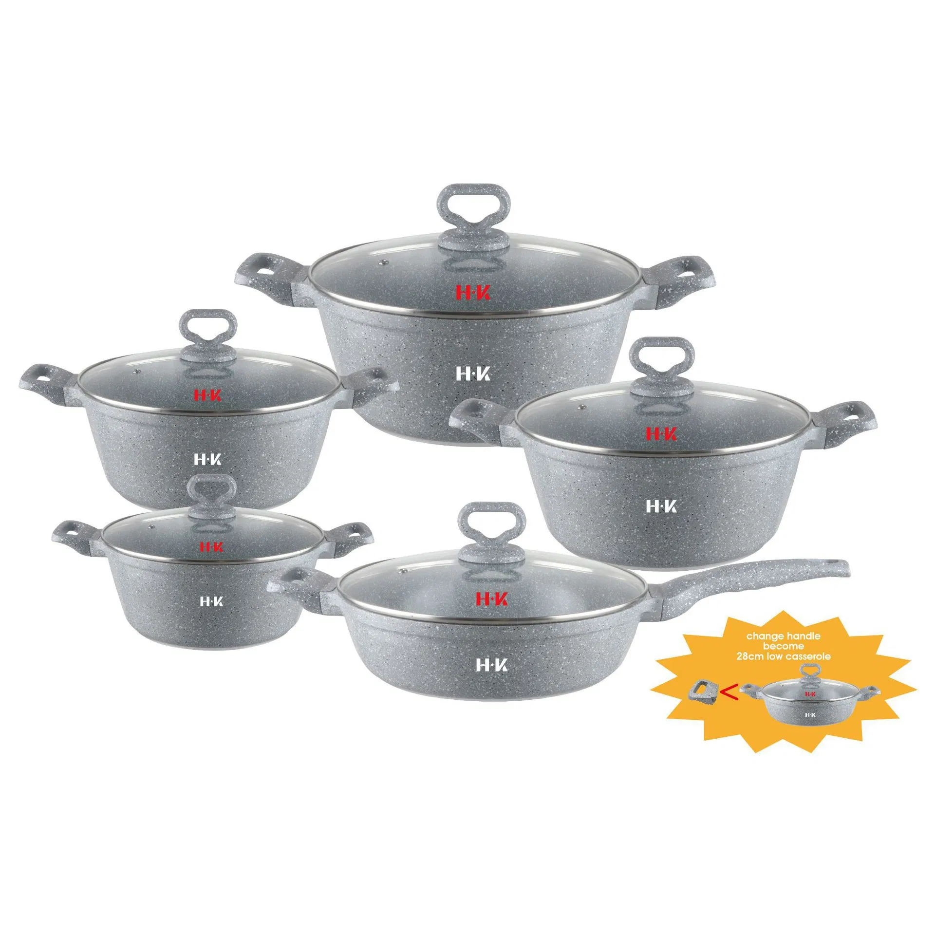 Aluminum Die-Cast Cookware Set with Non-Stick Cookware Silicone Cover Cooking Pot