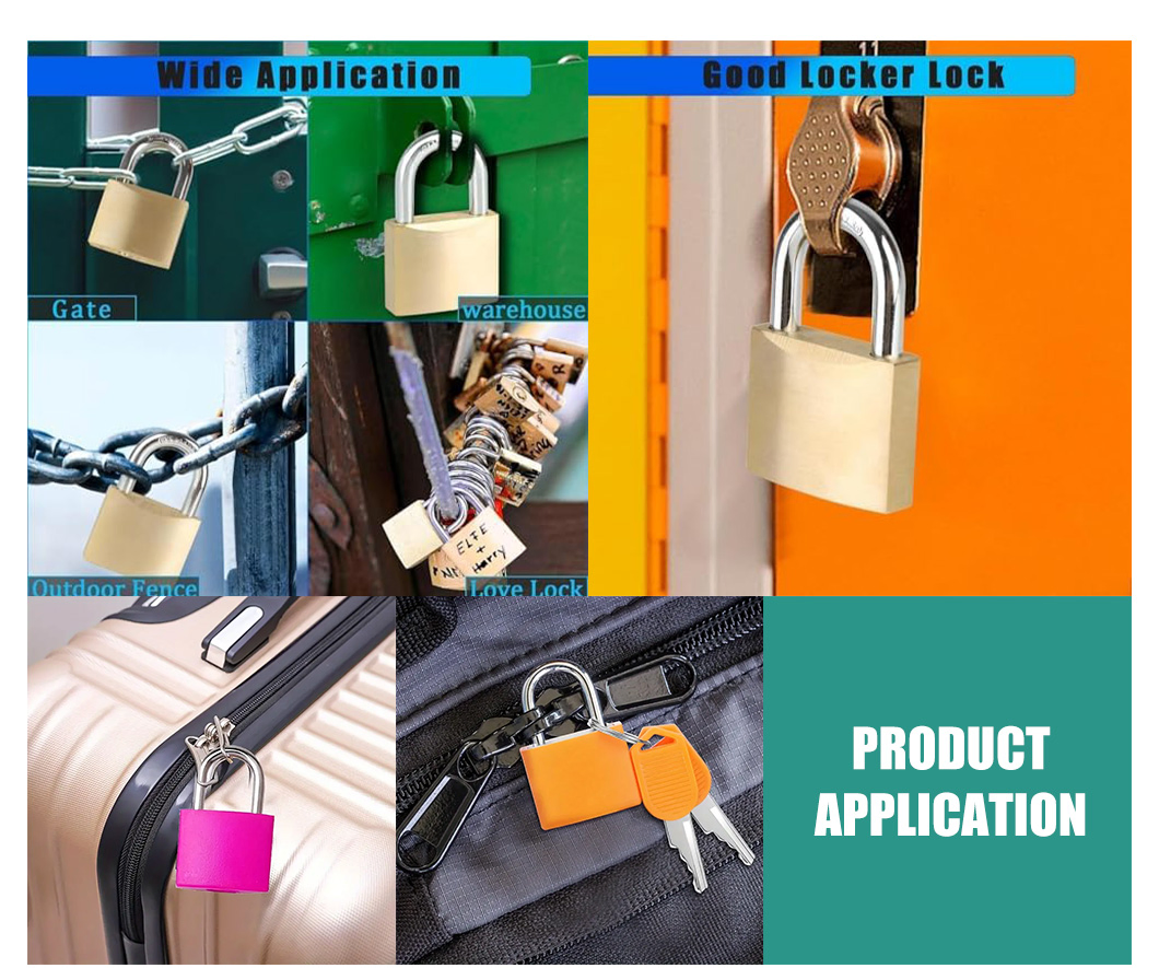 Durable Rectangular Padlock with Key Unlock and Two Safety Keys
