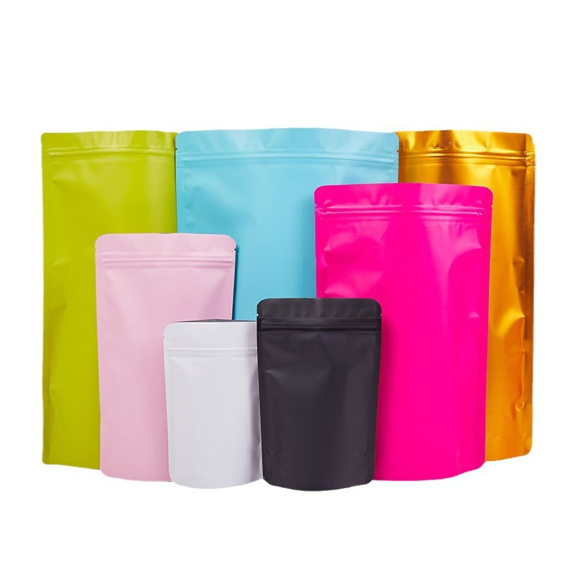 Matte Color Self-Supporting Bag Aluminum Foil Ziplock Bag Thickened Tea Powder Cosmetics Aluminized Sealed Food Bag