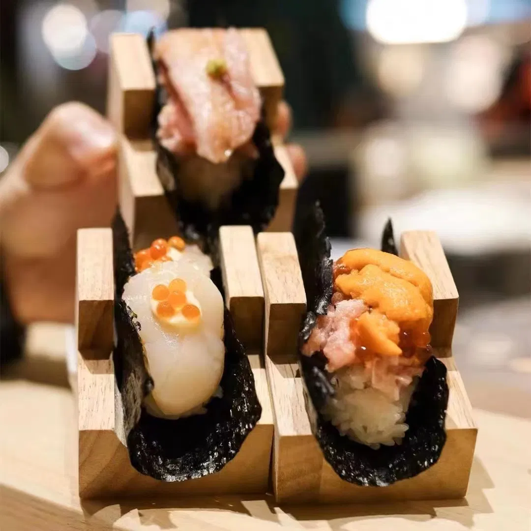 Temaki Sushi Roll Taco Holders Resuable Wooden Sushi Taco Display Holder Stands