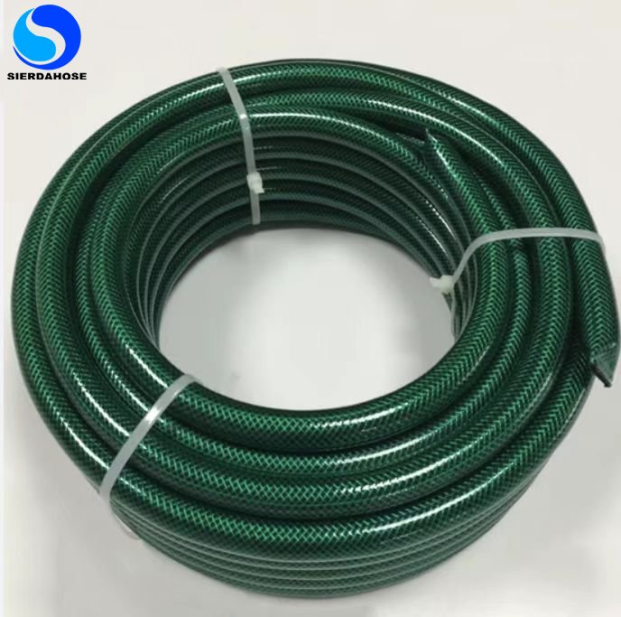 Flexible Green Yellow Water Discharge PVC Garden Hose with Fitting for Yard Work, Landscaping, Cleaning and Gardening Chores