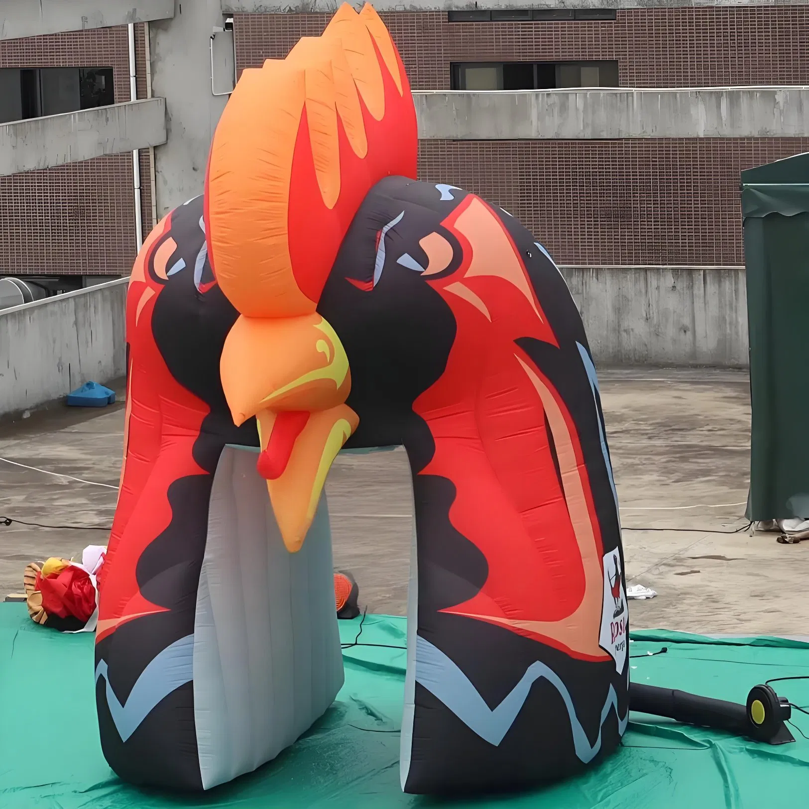 Boyi Custom Logo Printed School Sports Teams Inflatable Mascot Roosters Tunnel