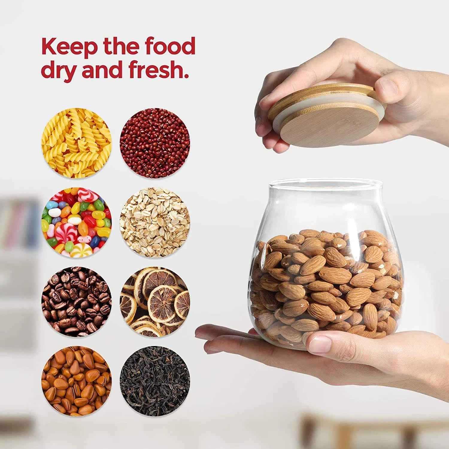 Стеклянная банка для хранения с бамбуковой крышкой