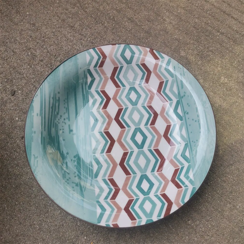 9.25"Soup Plate with Full Under Glaze Two Colour Decal Ceramics Tableware Porcelainware