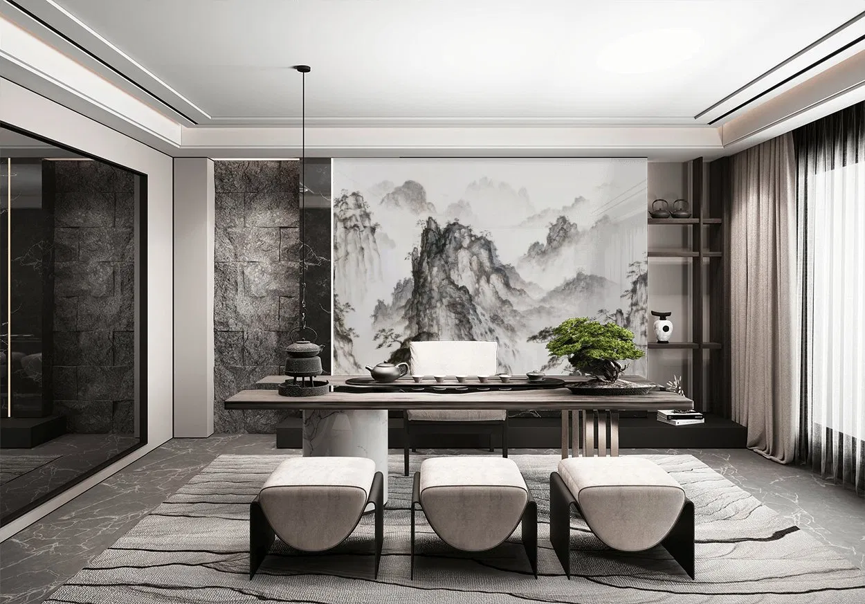 China Mountain and Sea Old Fashion High Quality Porcelain Big Slab Sintered Stone 1200*2400mm