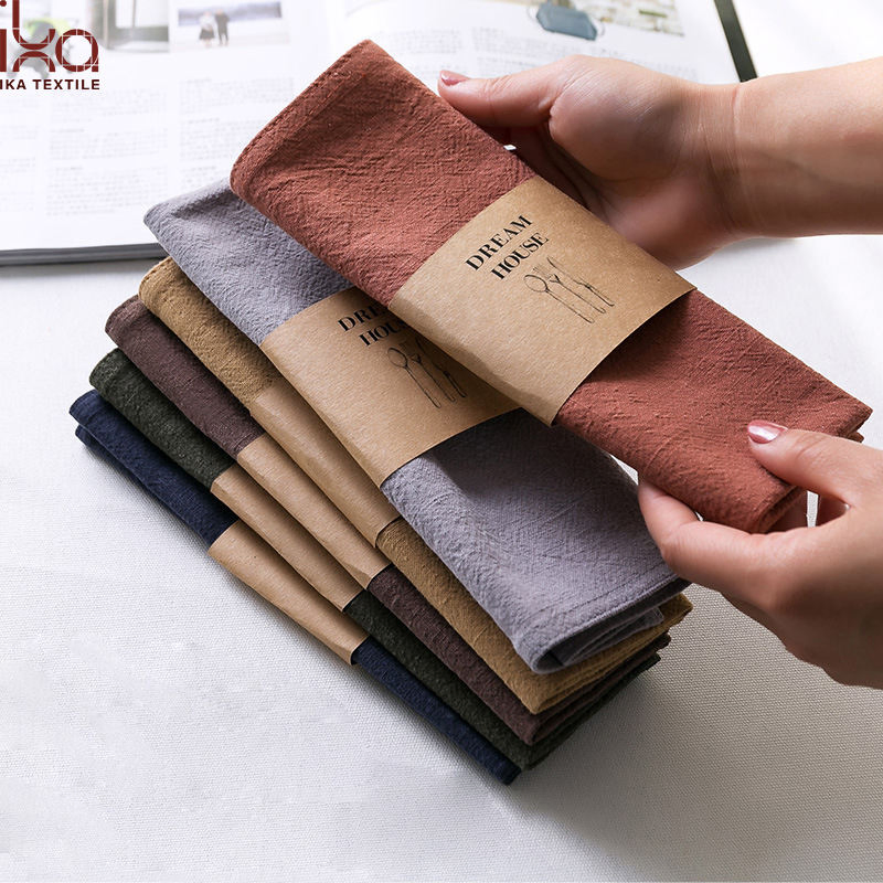 Party Wedding Decoration Beverage Christmas Cloth Eco Friendly Embroidered Printed Custom Natural Flax Linen Napkin