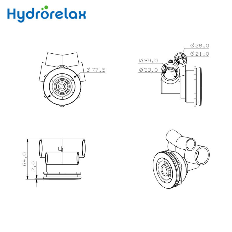 Hydrorelax Wholesale Twin Pulse Internal Jets Stainless Steel Air Jets