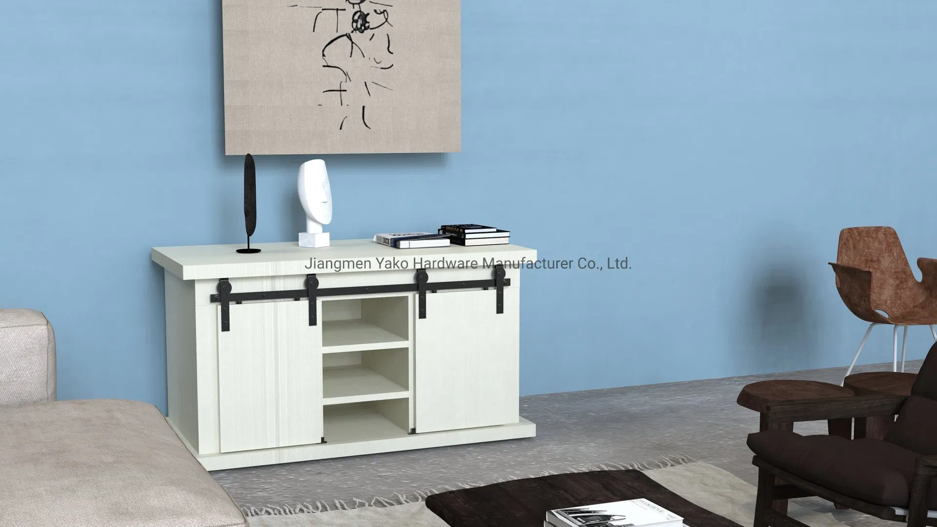 Mini Sliding Barn Door Hardware Kit for Closet Wooden Cabinet Door