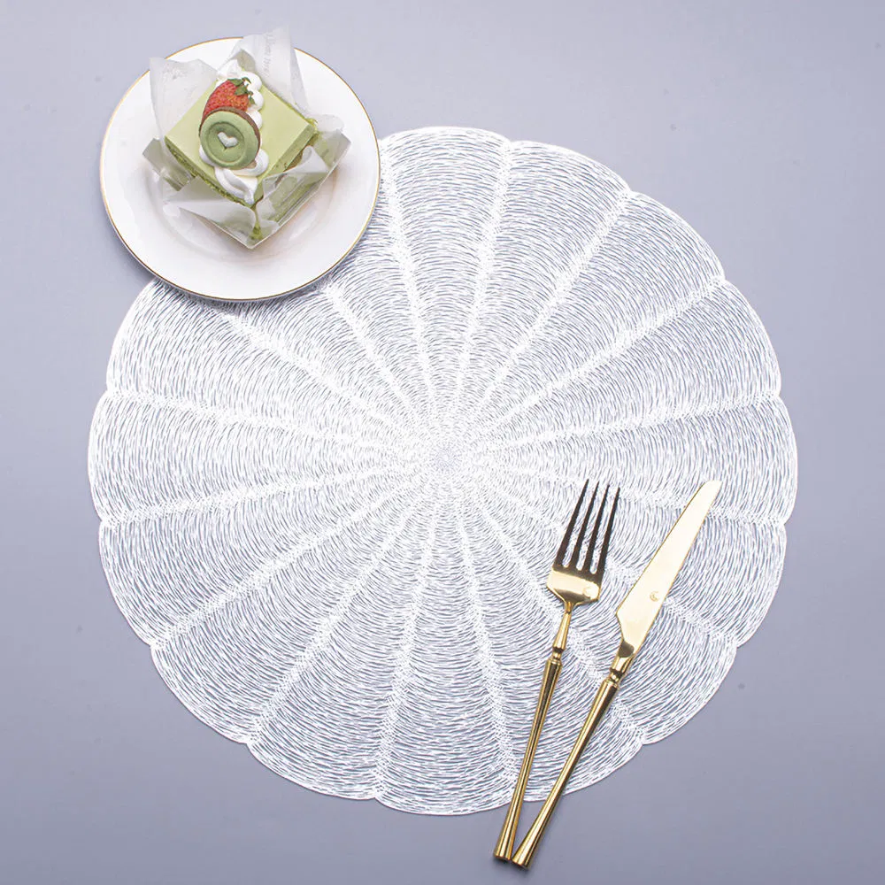 Manufacture PVC Hollow Placemat Gold High Quality Heat Resistant Place Mat Plain Table Mats Sets Household