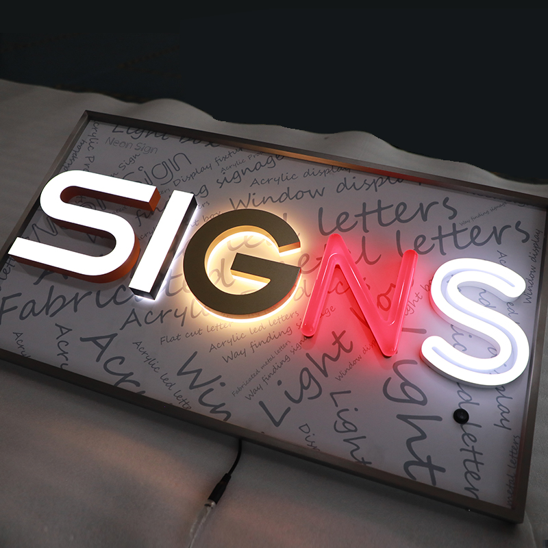 Front and Back Lit Acrylic Signs Acrylic Neon Letters for Business Building
