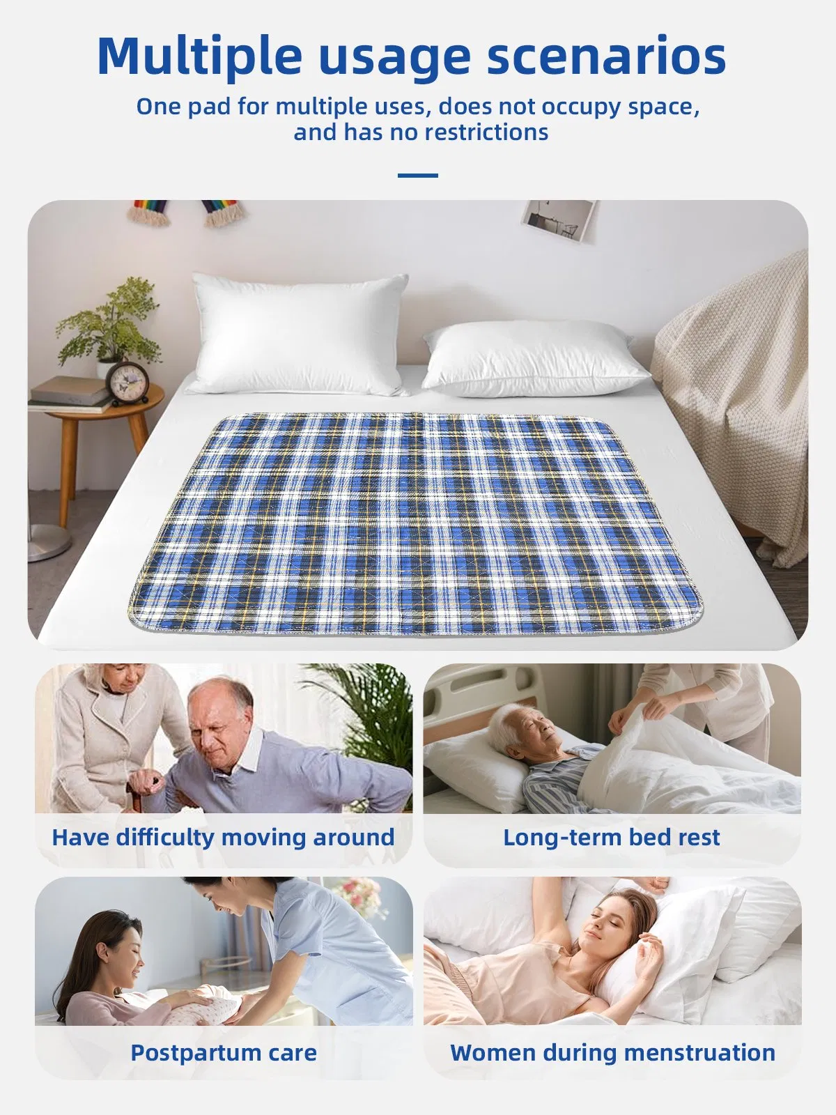 Reusable Underpads Highly Absorbency Incontinence Bed Pads for Adults