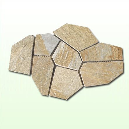 Granite Cobble Gray/Black/Gold/Rusty Landscape Paving Stone Flagstone with Net