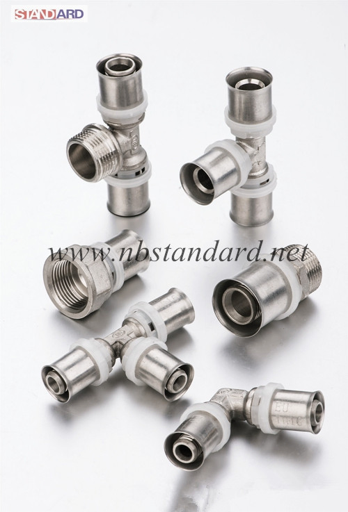 Brass U Type Press Female Wallplated Elbow Fittings for Pex/Pex-Al-Pex Pipes