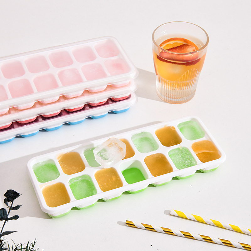 Household Food Grade Silicone Ice Cube Tray Ice Cube Mold with Cover