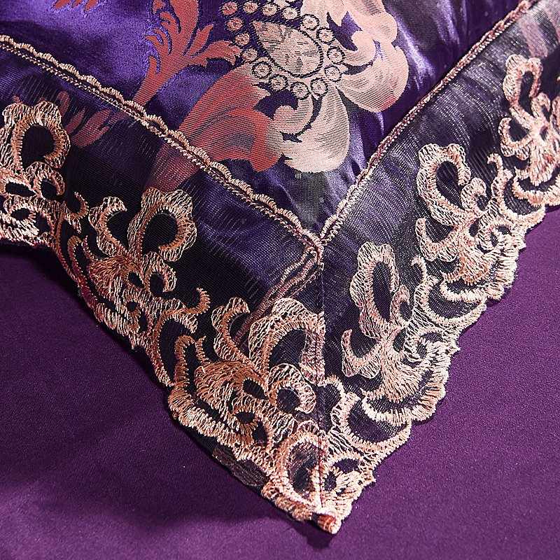 Jacquard Comforter Set 4 PCS Bedding Set Satin Pillow Case Quilt Cover