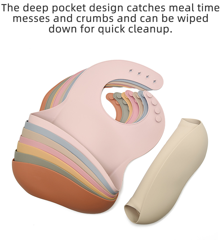 BPA-Free Waterproof Silicone Baby Bibs with Food Catcher