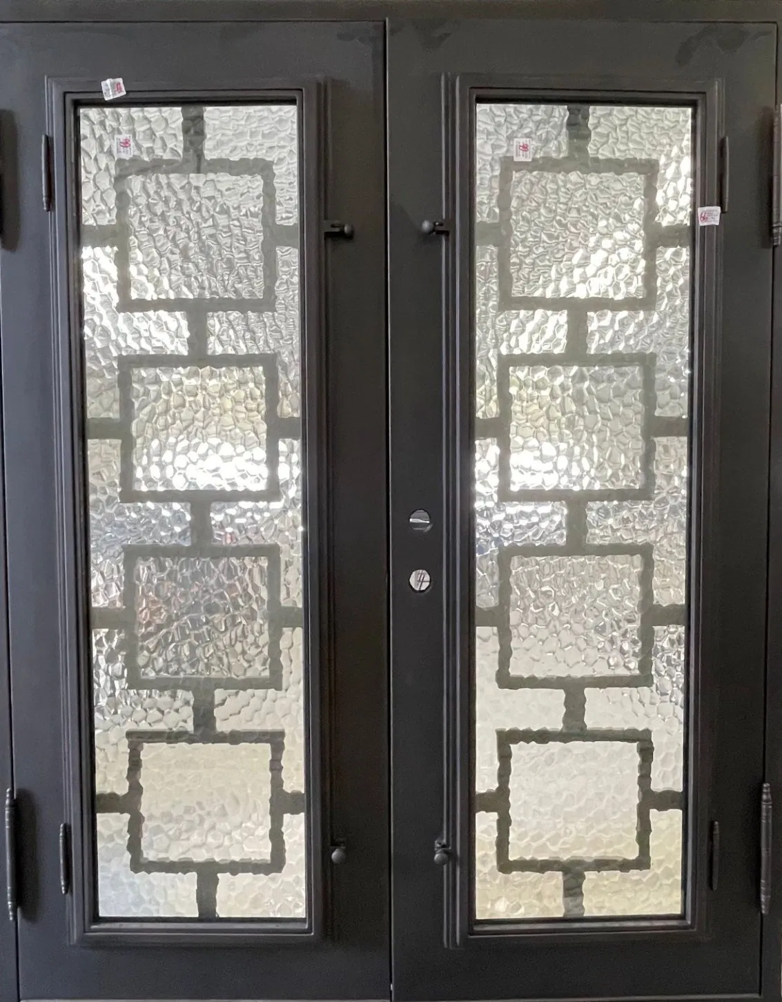 New Design Double Main Glass Door Steel Wrought Iron Doors