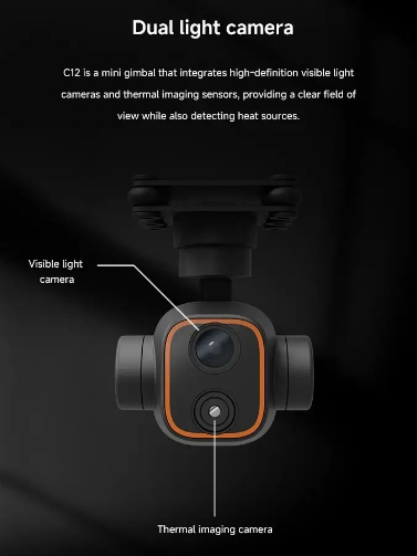 Skydroid C12 Camera 2K Three-Axis Stabilized Ai-Powered Skydriod C12 Drone Camera Lens for Smart Aerial Creativity