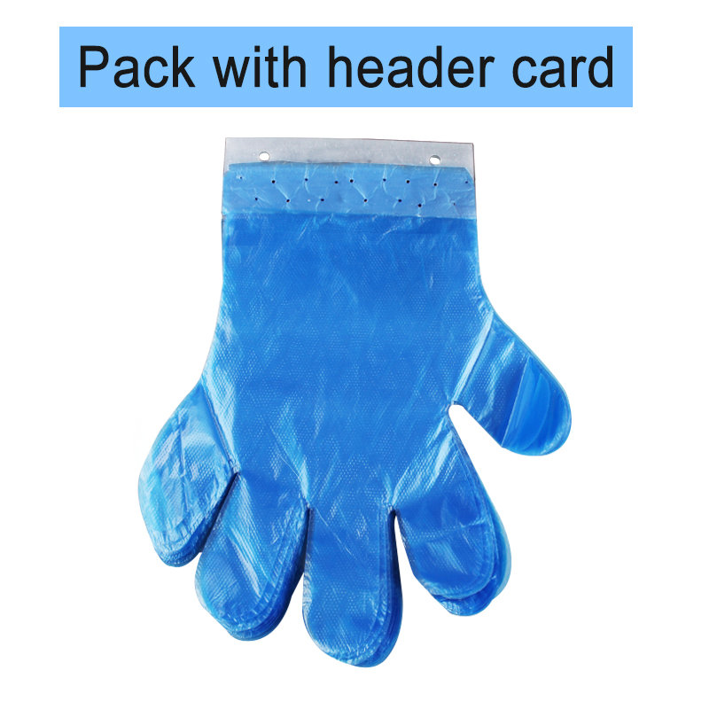 Packed with Header Card Industrial Disposable Gloves for General Use Kitchen Gloves Plastic Gloves Household Cleaning China Factory