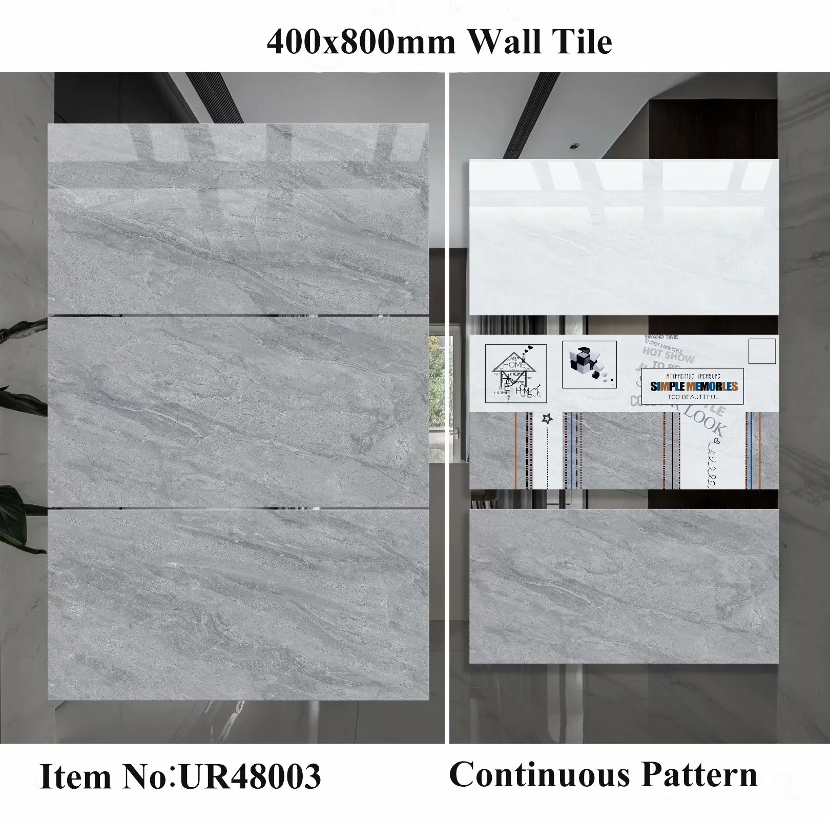 Popular Foshan Home Decoration Building Material 400X800mm Glazed Porcelain Ceramic Bathroom Wall Tiles