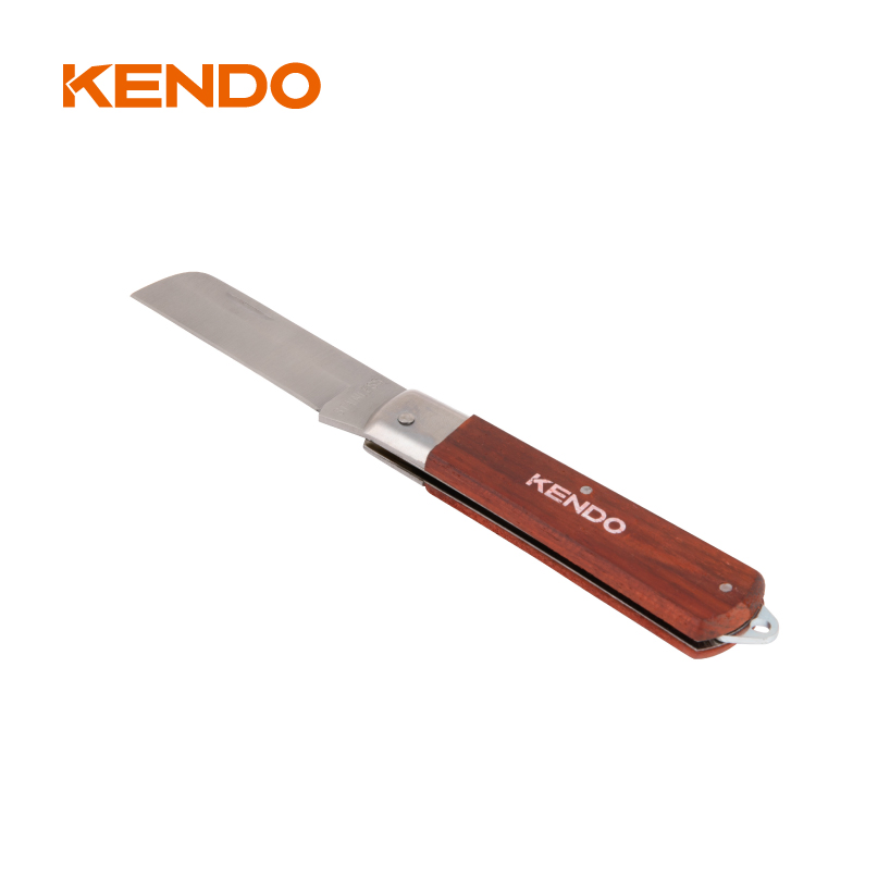 Straight Blade Stainless Steel Electricians′ Knife with Wooden Handle