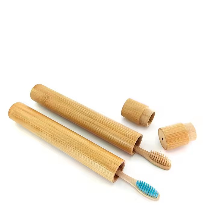 Natural Charcoal Bamboo Toothbrush, Custom Engraving Logo with Eco-Friendly Travel Tube