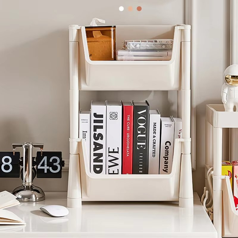 Storage Shelf with Wheels Bookshelf Movable Trolley Snack Book Storage for Bedroom Kitchen