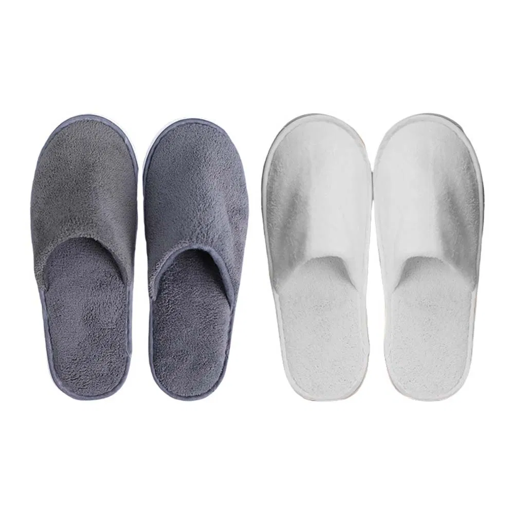 Guaranteed Quality Fashionable One-Time Anti-Slip Washable Slippers in Black/White/Gray/Canary with Coral Velvet Fabric for Women and Man in Hotel/Bathroom/SPA