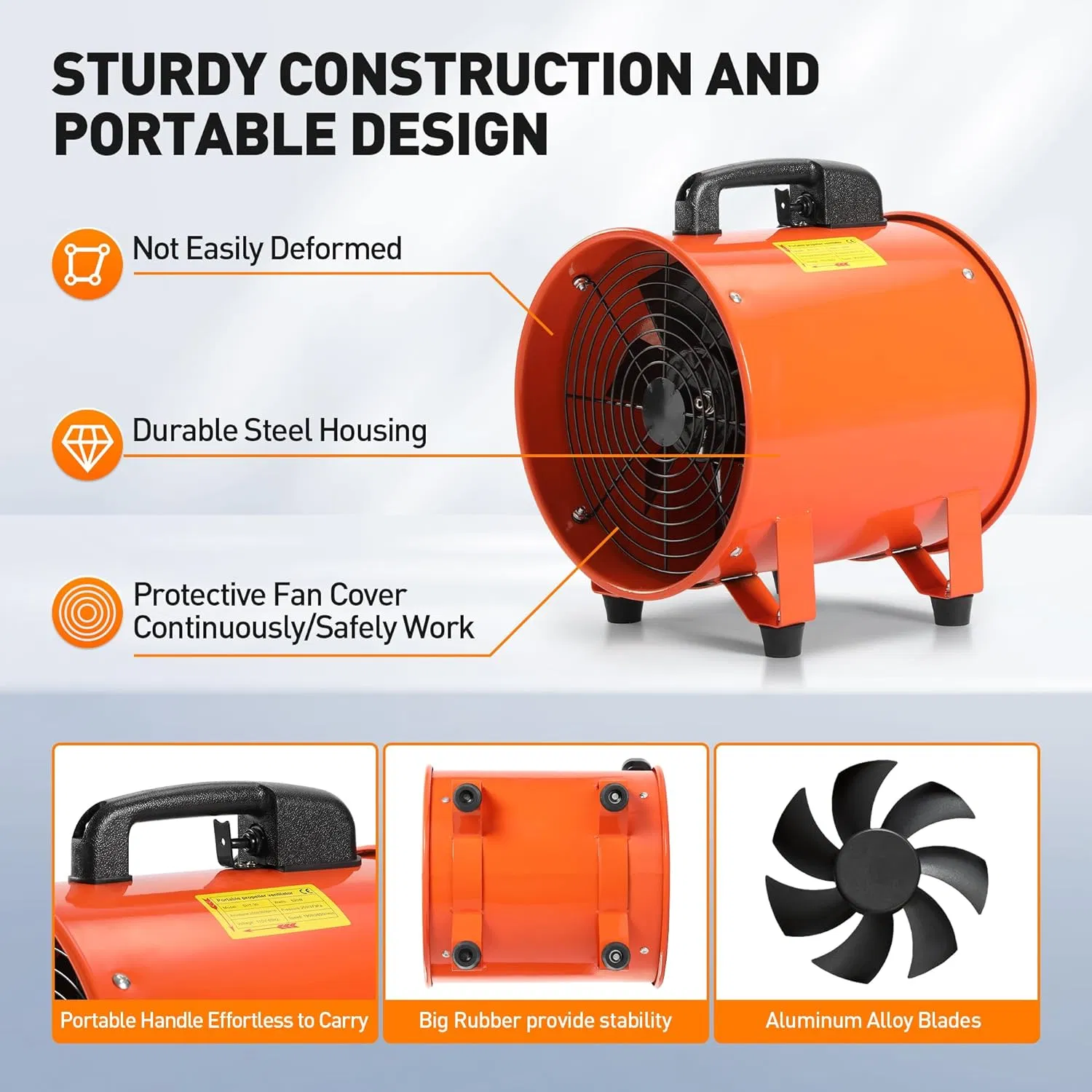 High Velocity Ventilator Utility Blower Fan 8 Inch - 20 Inch Portable Ventilation Fan Fume Extractor for Exhausting
