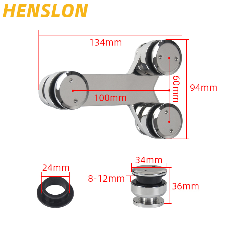 Shipping Mall Modern SUS304 Stainless Steel Office Building Glass Door Adjustable T Connector