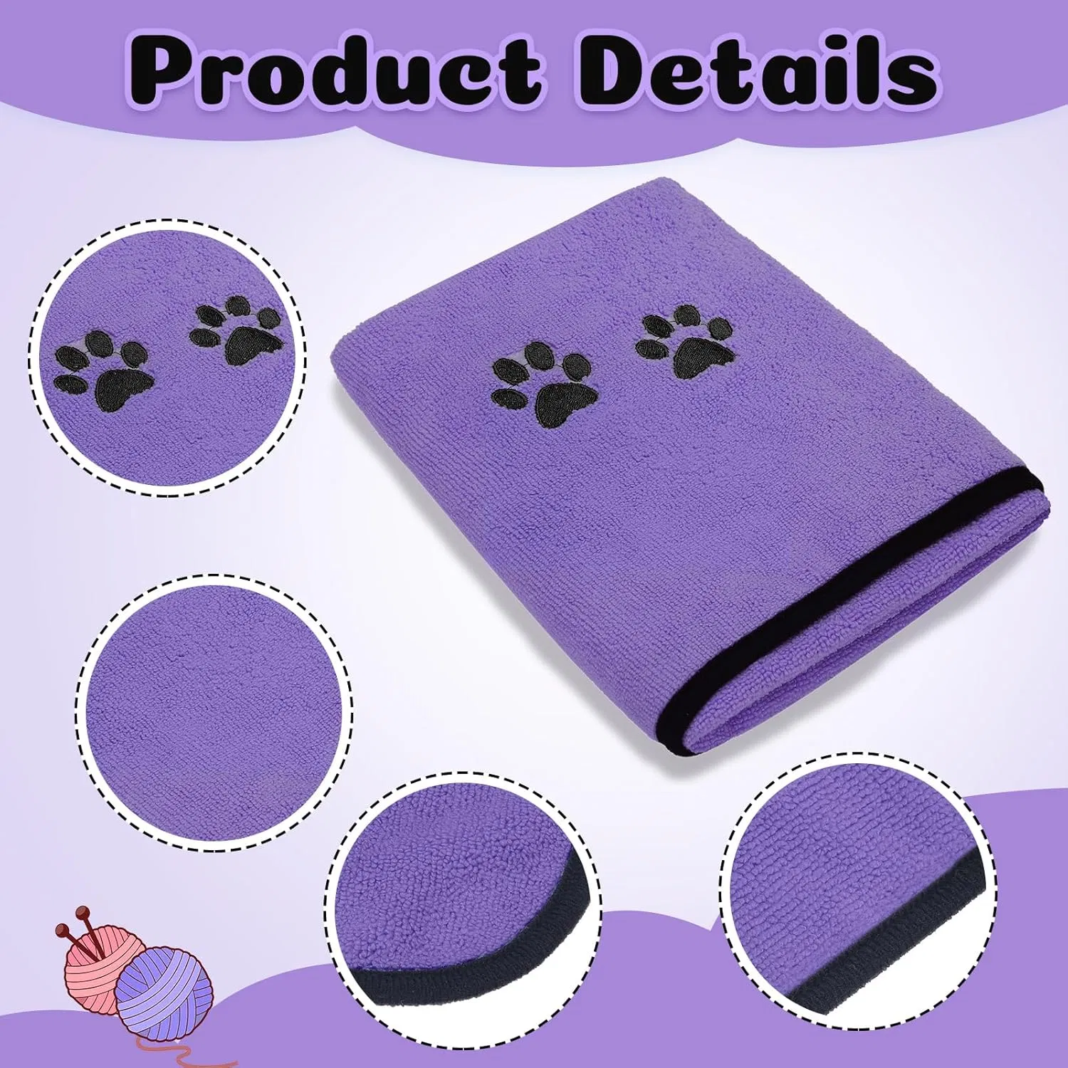Free Sample 100% Pure Microfiber Dog Towel Cozy Washable Quick Dry Absorbent Custom Pet Bath Towel