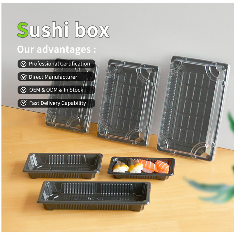 Unisupply Portable Plastic Sushi Tray Sushi Packaging Container Box for Sushi