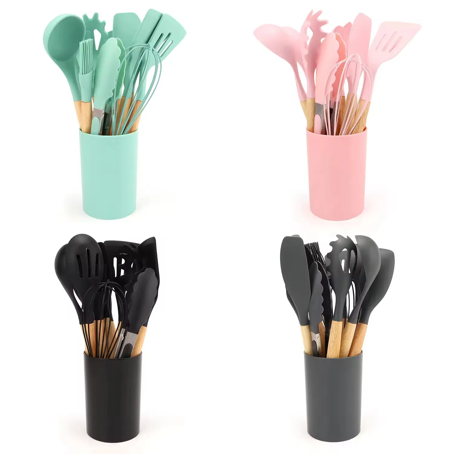 Silicone Cooking Utensils Set Heat Resistant Silicone Kitchen Utensils for Cooking 10 Pieces Kitchen Utensil Spatula Set