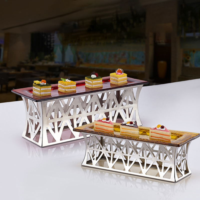 Diamond Shaped Stainless Steel Dessert Rack Hotel Banquet Table Display for Dim Sum