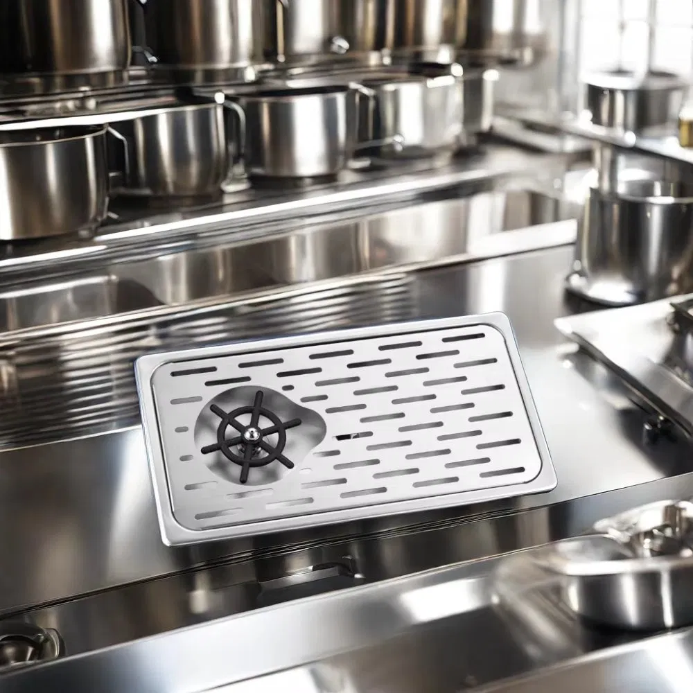 Hot Sale Silver Eco-Friendly Stainless Steel Cup Washer Tray Pitcher Glass Rinser for Commercial Bar Hotel Restaurant