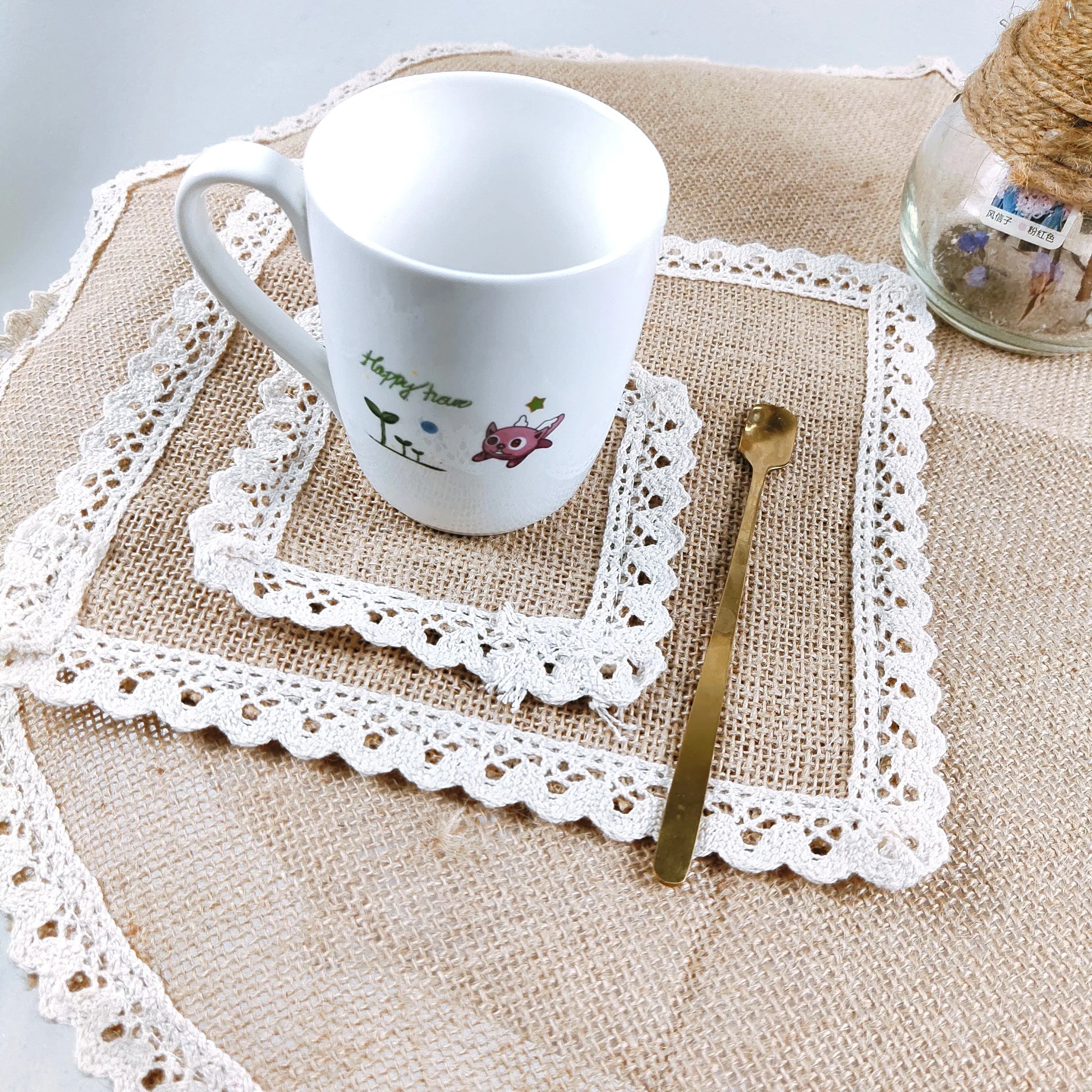 Vintage 15cm*15cm Burlap Jute Placemats Classic Style Home Decoration for Wedding Christmas